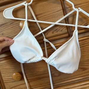Wild Fable White Ribbed Bikini Top